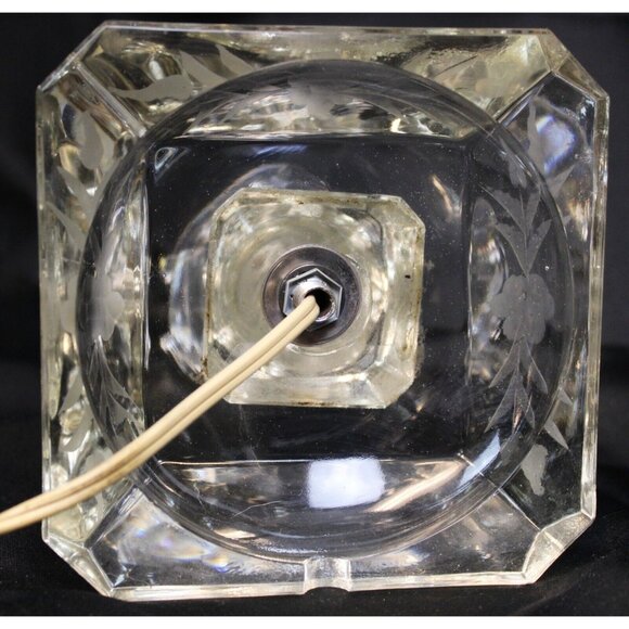 VTG Clear Crystal Lamp Light Floral Etch Hanging Pendant Victorian Elegant Glass - Picture 9 of 9